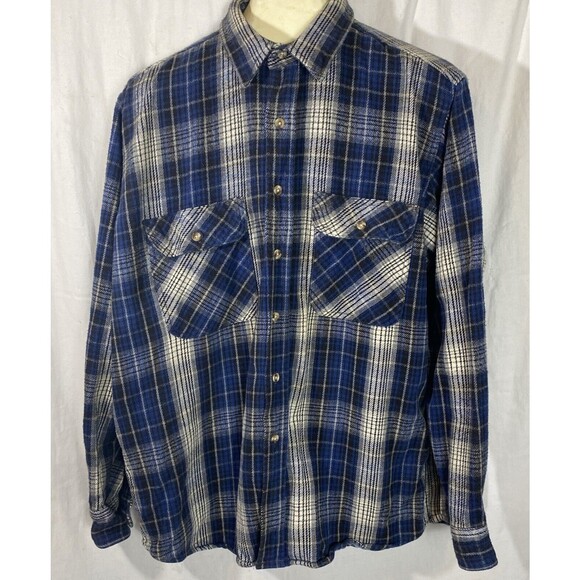 vintage weargaurd plaid red long sleeve button up shirt work outdoor Blue Warm - Picture 1 of 15